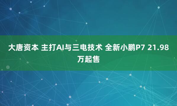 大唐资本 主打AI与三电技术 全新小鹏P7 21.98万起售